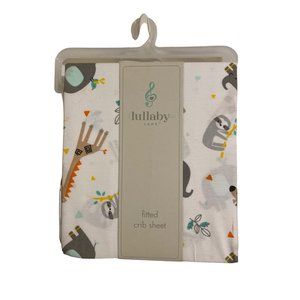 Lullaby Lane Fitted Crib Sheet - White Animal Print Standard Size